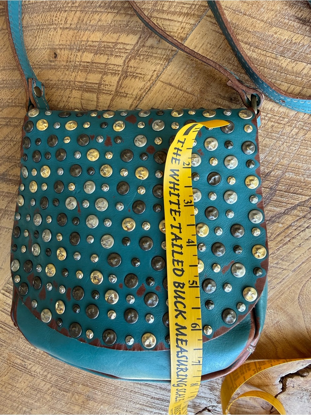 Campomaggi Turquoise Studded Crossbody Bag - Picture 3 of 7